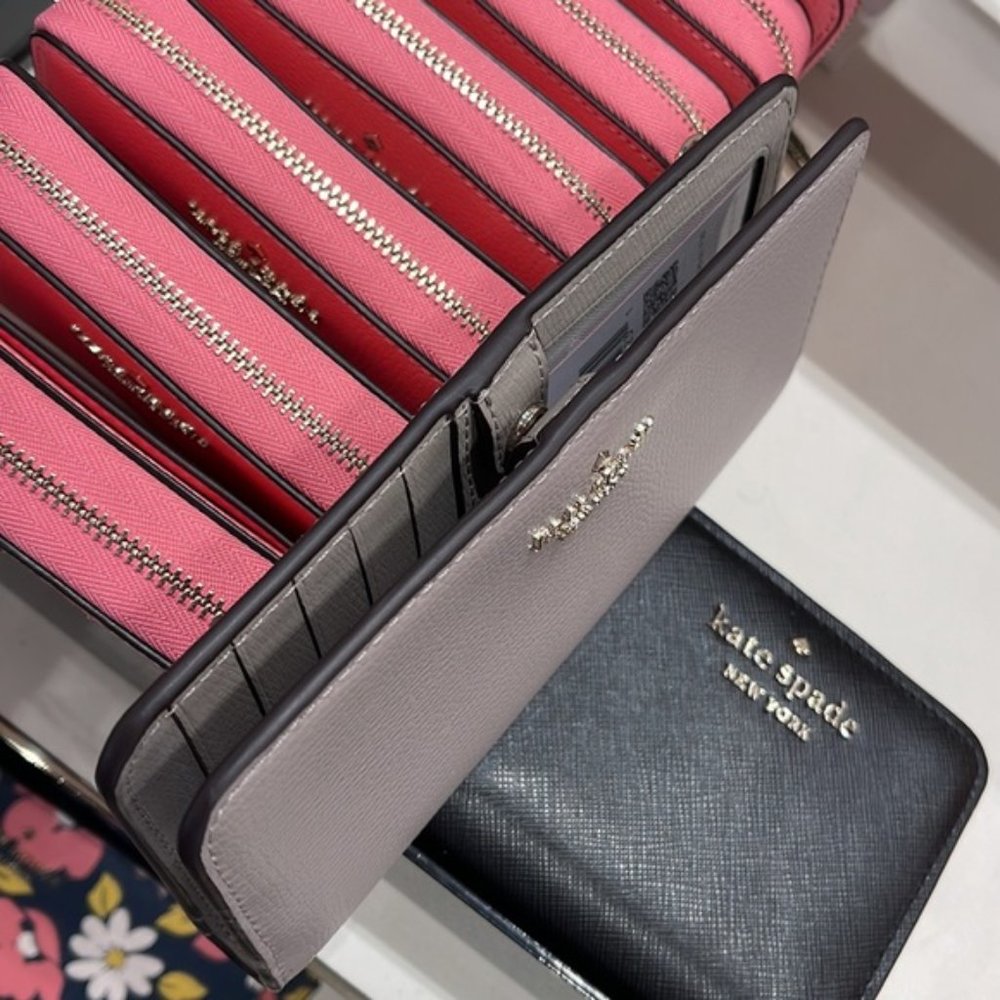 Kate Spade Darcy Large Slim Bifold Wallet Warm Taupe - Picture 10 of 16